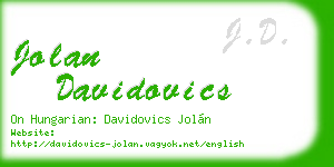 jolan davidovics business card